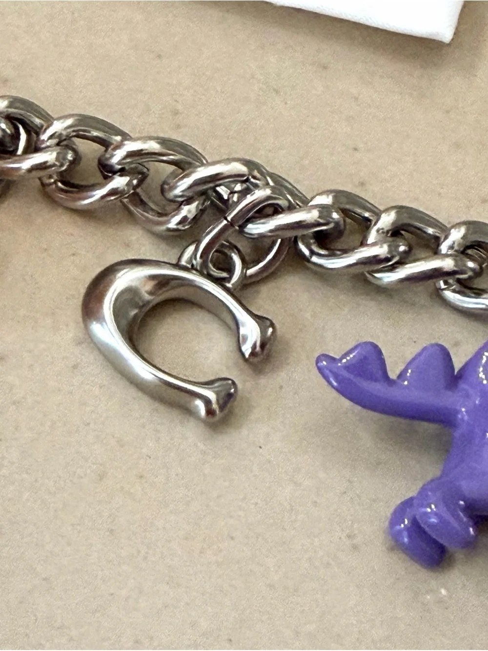 Coach Silver-Tone Charm Keychain with Multicolor Enamel Charms
